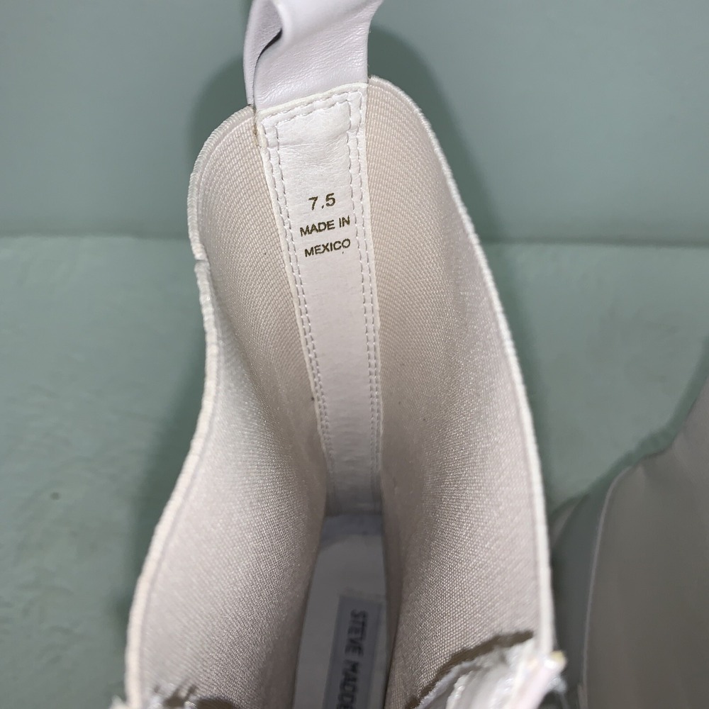 Steve Madden Hesitant Bone Block Heel Pull On Mid Calf Chunky Moto Ankl Boot 7.5 - Picture 3 of 5